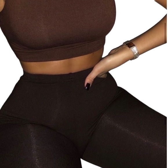 Naked Wardrobe Snatched and Slit Leggings in Chocolate - Picture 2 of 7